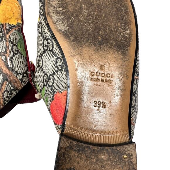 Gucci Princetown Tian GG Canvas Horsebit Mules Floral Bird Slip-On Designer 39.5 - Picture 11 of 12